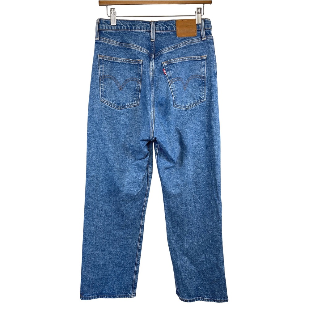 Levi's Womens Ribcage Straight Ankle Jeans 30 Blue High Rise Button Fly Denim